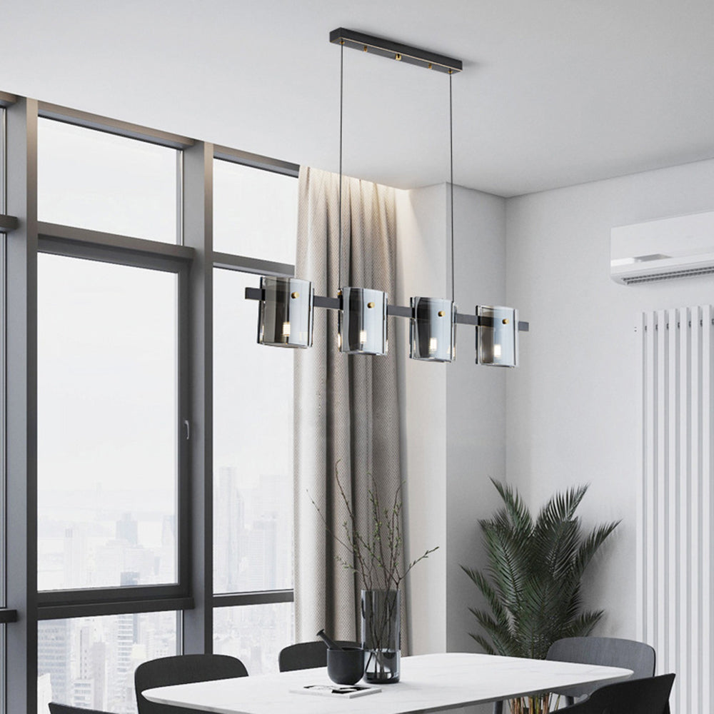 Arisha Suspension Cylindre Nordique, Cuivre/Verre, Noir/Or, Bar/Cuisine