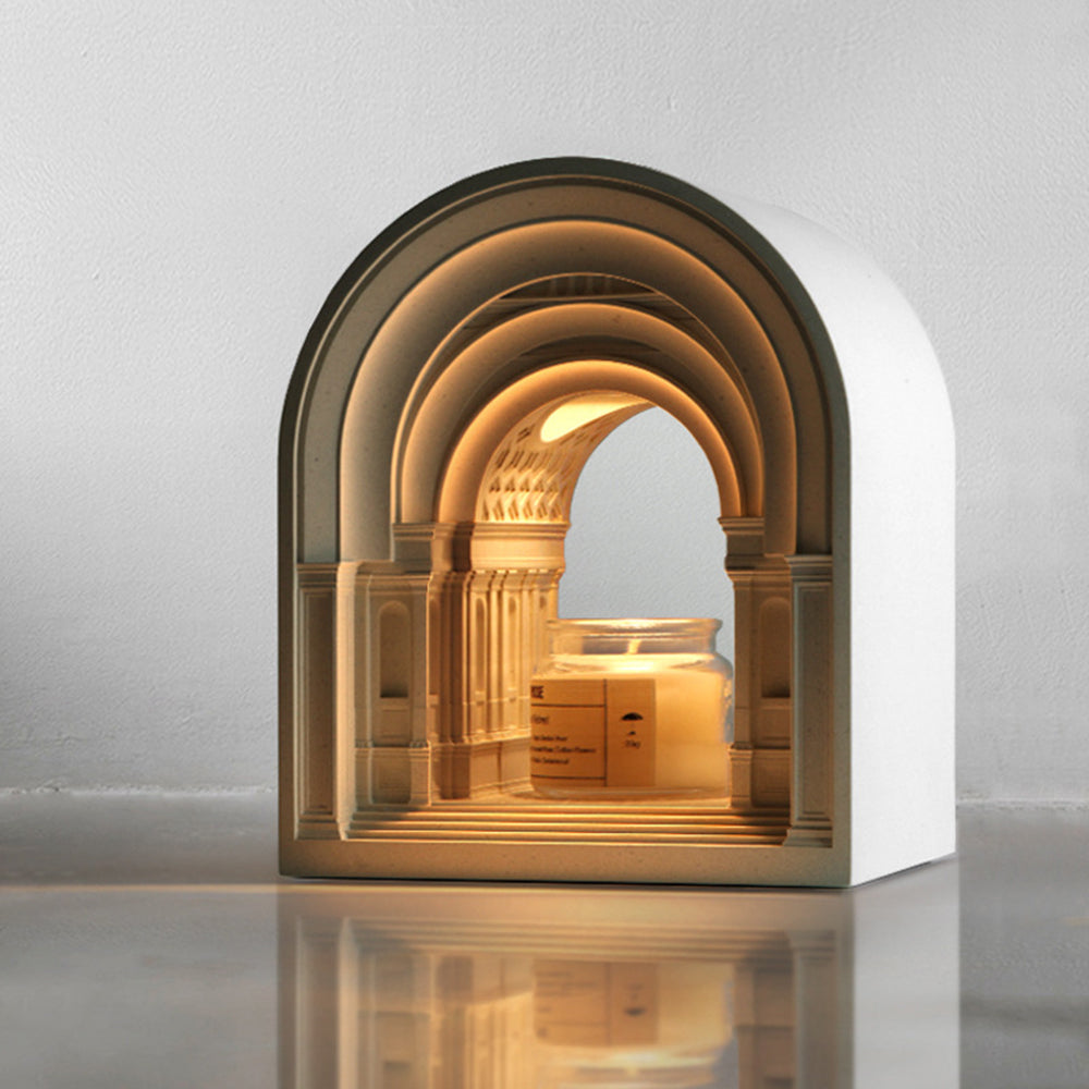 Ray Lampe de Table Dôme Art Deco, Plâtre, Blanc, Chambre/Salon