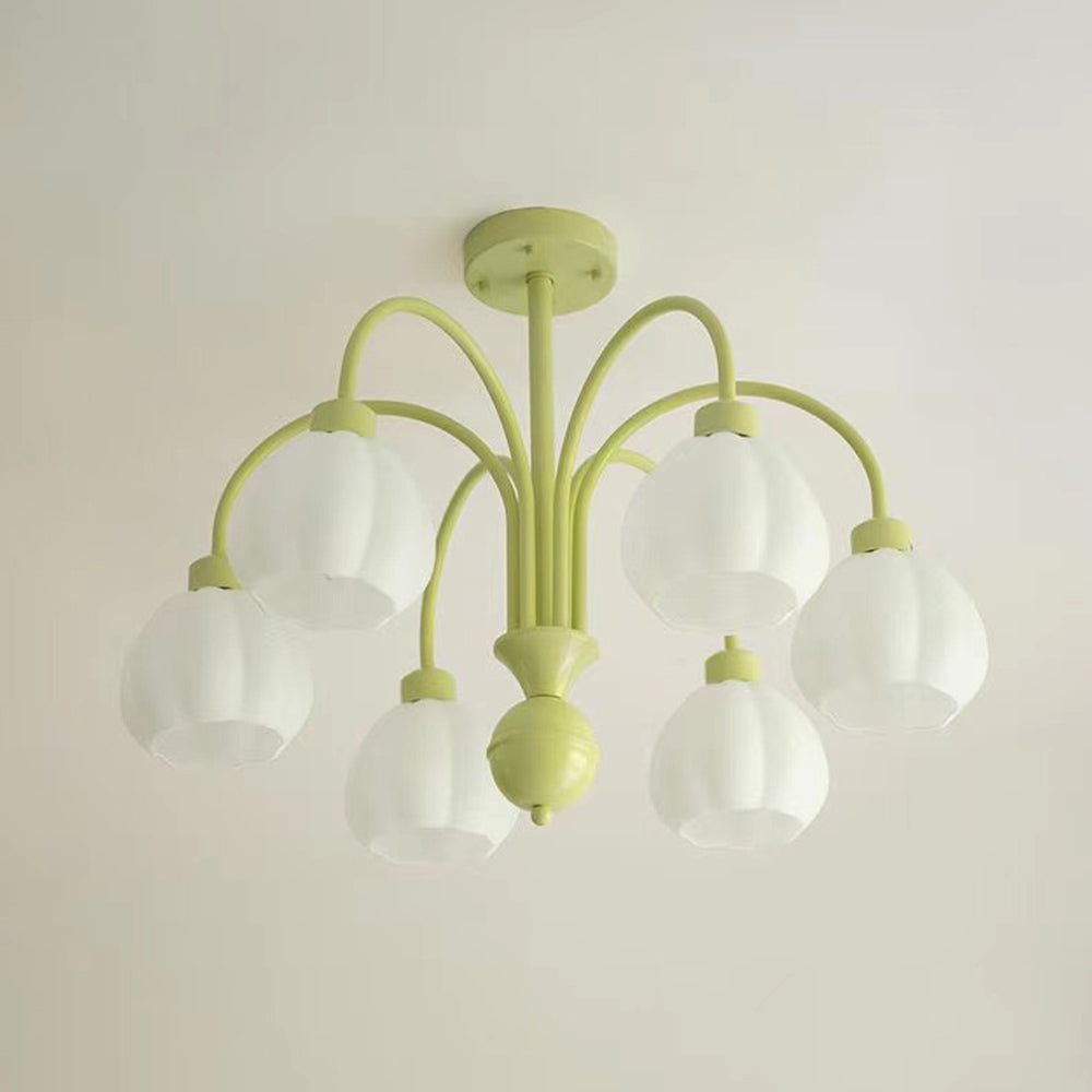 Arisha Suspension Multi Morandi, Métal/Verre, Blanc/Jaune, Couloir/Salon