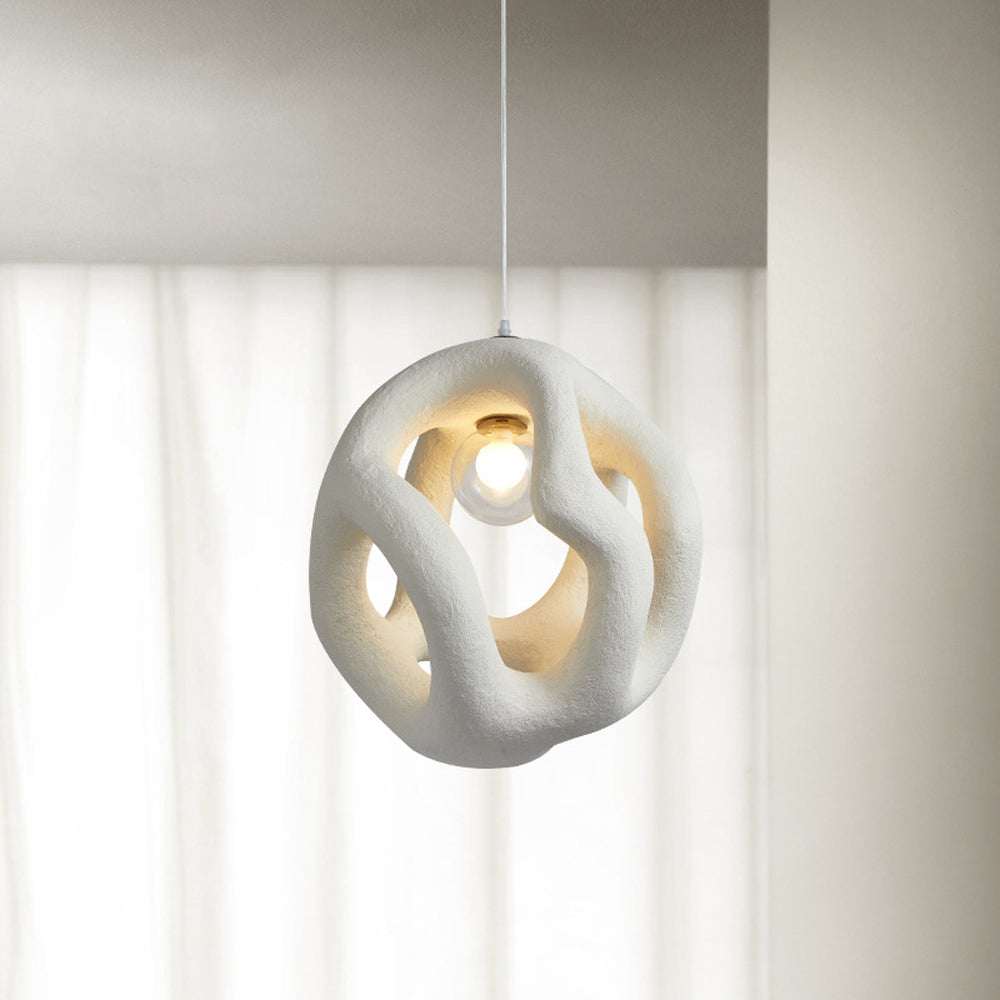 Avi Suspension Globe Moderne, Métal/Résine, Blanc/Noir, Bar/Salle de Séjour