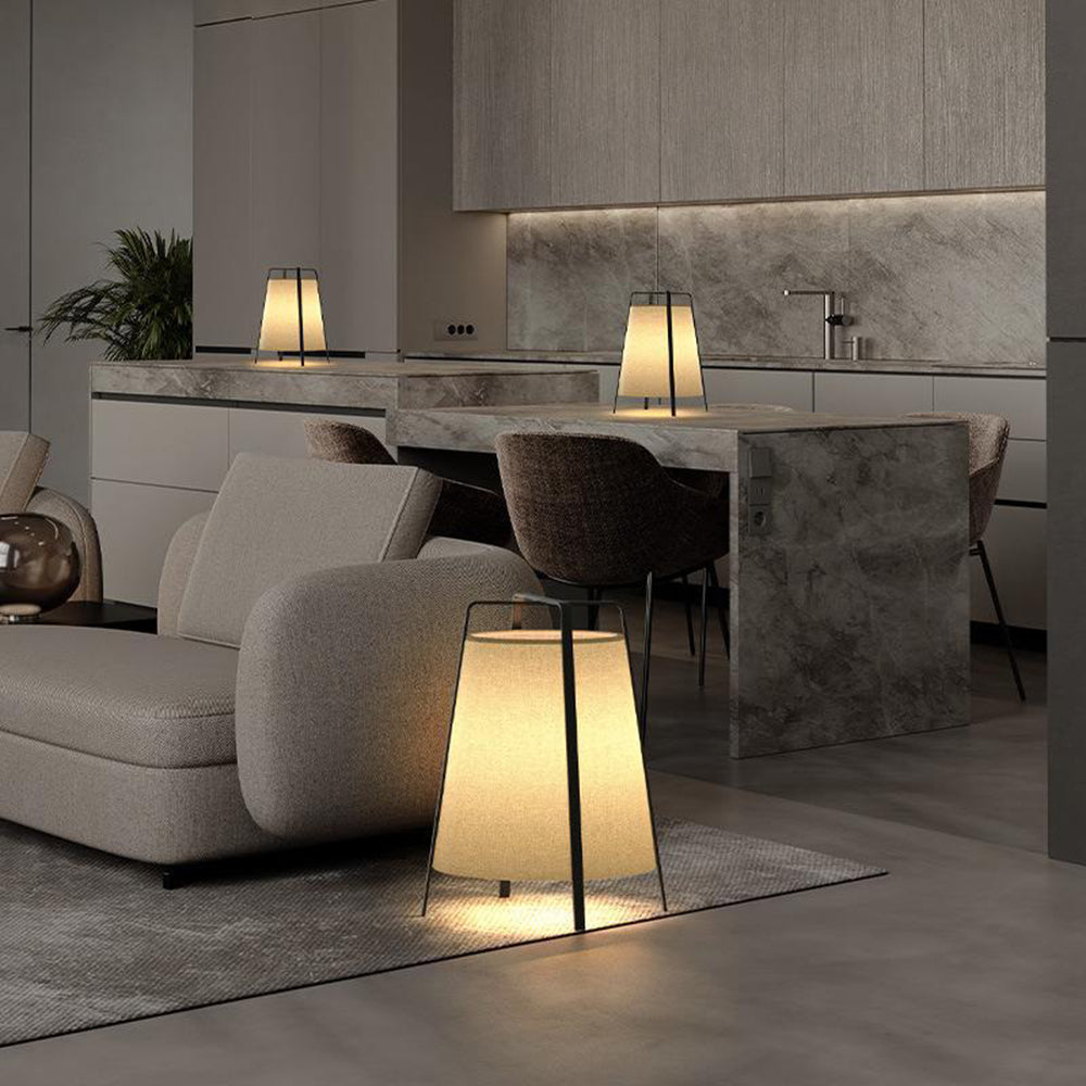 Ritta Lampadaire Dôme Nordique, Métal/Tissu, Beige, Chambre à Coucher