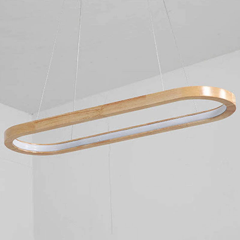 Muto Suspension Ellipse Moderne, Bois/Acrylique, Bois, Salon