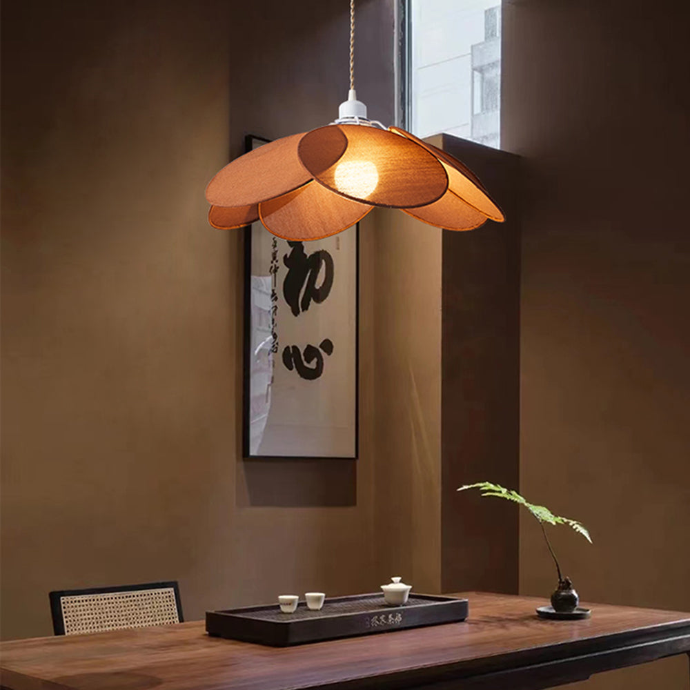 Ritta Suspension Petale Contemporain, Metal/Tissu, Orange/Marron/Beige, Salon