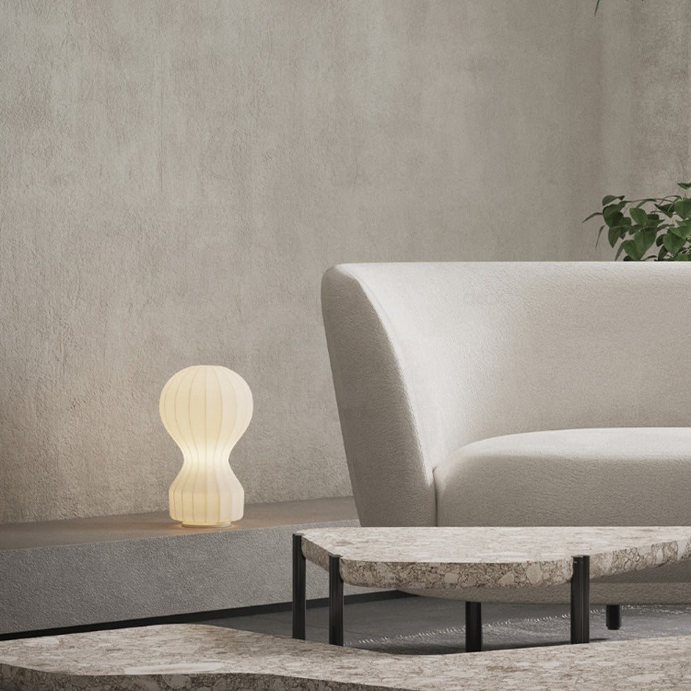 Ritta Lampe de Table Simple, Métal/Soie, Blanc, Chambre à Coucher