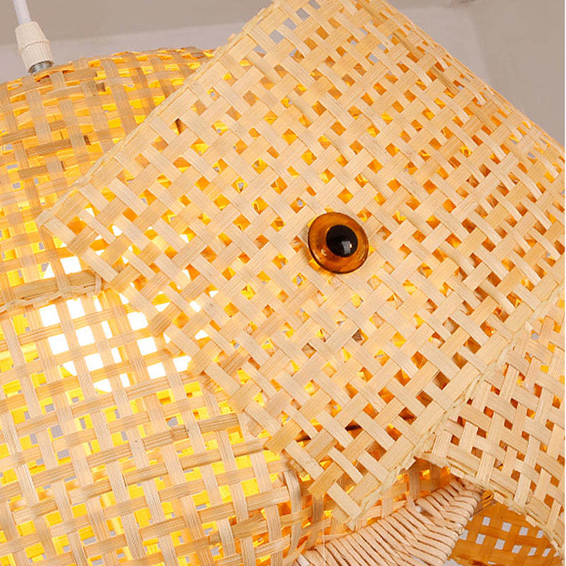 Ritta Luminaires Suspension Poisson Simple Métal/Rotin, Salon