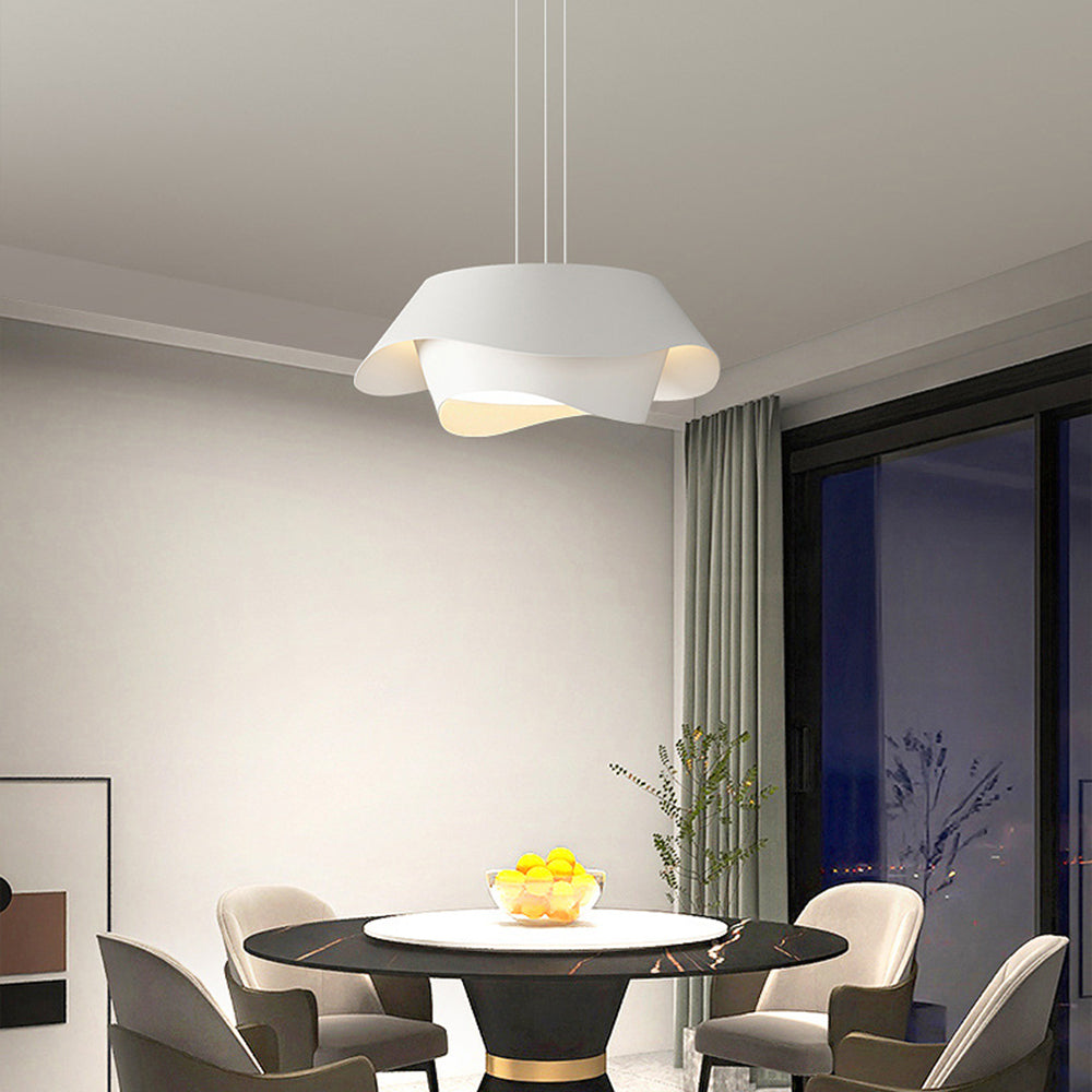 Arisha Suspension Ronde Contemporaine, Métal, Blanc, Chambre à Coucher/Salle à Manger