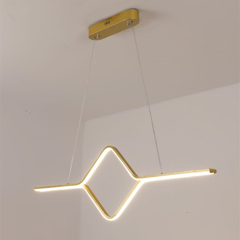 Arisha Suspension Linéaire Simple et Moderne, Métal/ Acrylique, Noir/Or, Salle à Manger