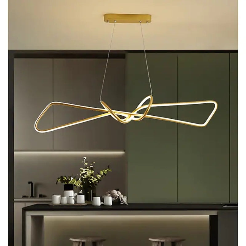 Arisha Suspension Minimalist Geometric Adjustable, Métal, Noir/Or, Salle à Manger