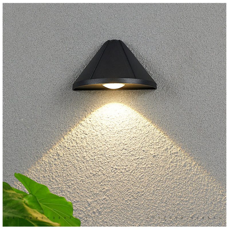 Ray Applique Murale Triangulaire Moderne, Métal/Acrylique, Blanc/Noir, Extérieur