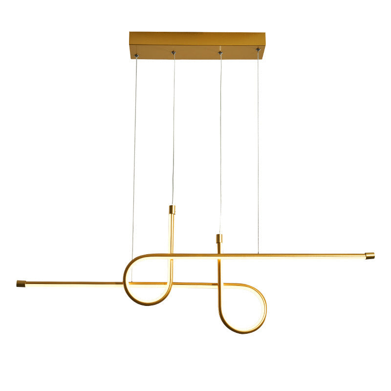 Arisha Suspension Linéaire Moderne, Métal, Noir/Or, Salle à Manger
