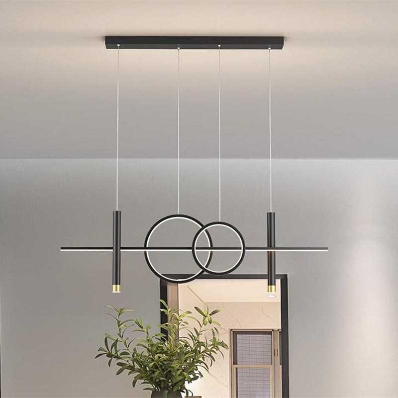 Arisha Suspension Circulaire Moderne LED Métal Noir/Or Salon/Salle à manger