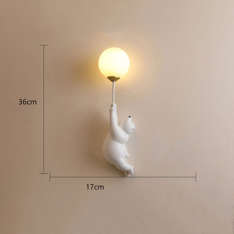 Aria Applique Murale Ours Ballon Moderne Animale, Blanc/Bleu/Rose, Salon
