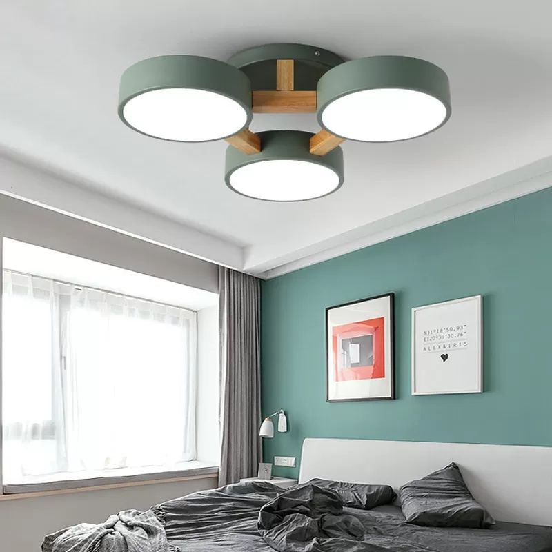 Aria Ronde LED Plafonnier Blanc/Vert/Gris Fumé Métal/Acrylique Salon