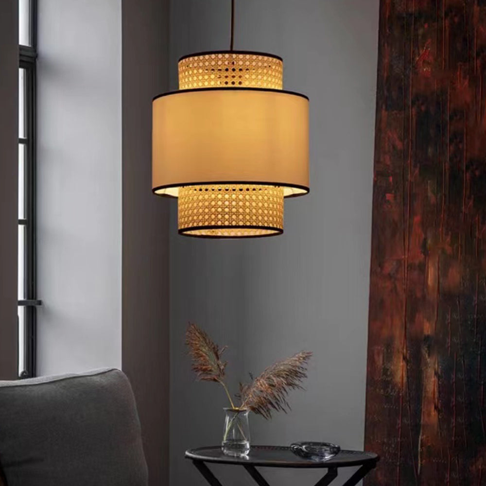 Ritta Suspension Cylindre Retro, Tissu, Beige, Salon
