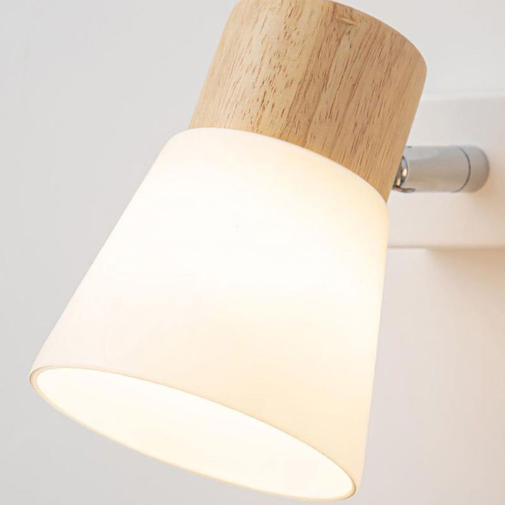 Muto Design Italien LED Applique Murale à Miroir Ronde Rustique Bois/Verre Blanc Salle de Bain