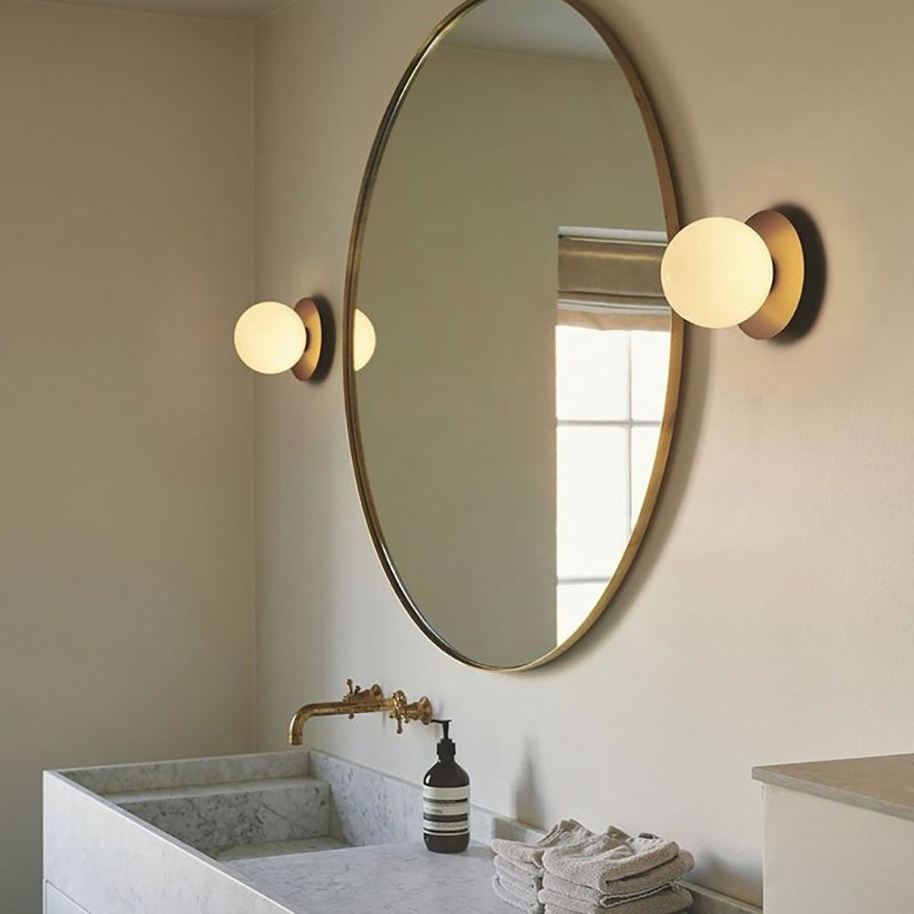 Valentina Applique Murale Globe Moderne Design LED Métal Verre Noir/Or Salle de Bain
