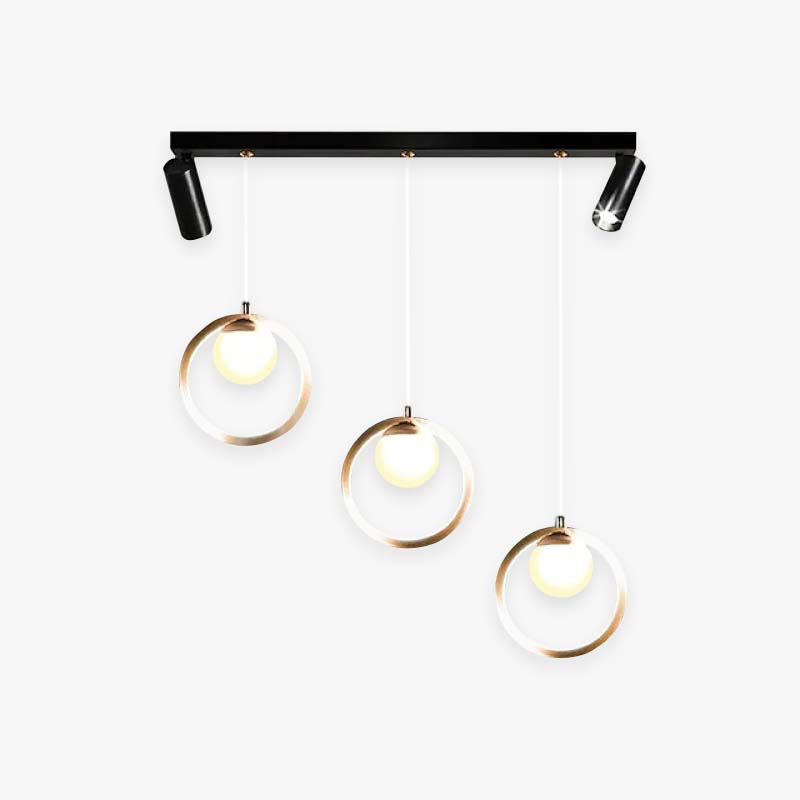 Arisha Suspension Anneau Moderne, Métal/Verre/Gel de Silice, Noir Or, Salon