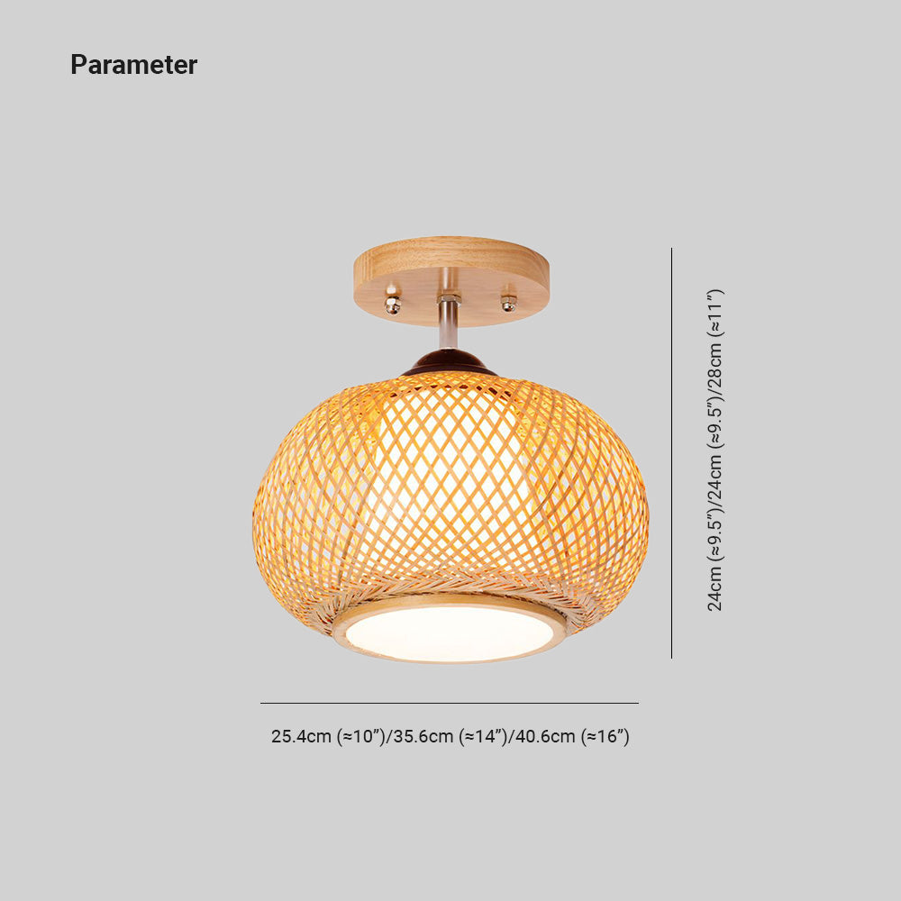 Ritta Plafonnier Dôme Simple Vintage LED Bamboo Bois Salon/Chambre à Coucher