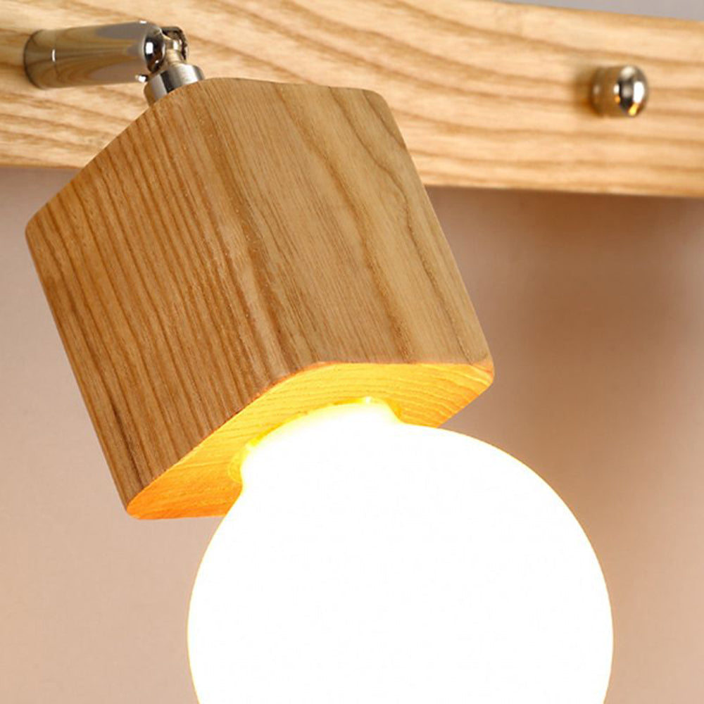 Muto Applique Murale LED Carrée Globe Réglable Naturelle Métal/Bois