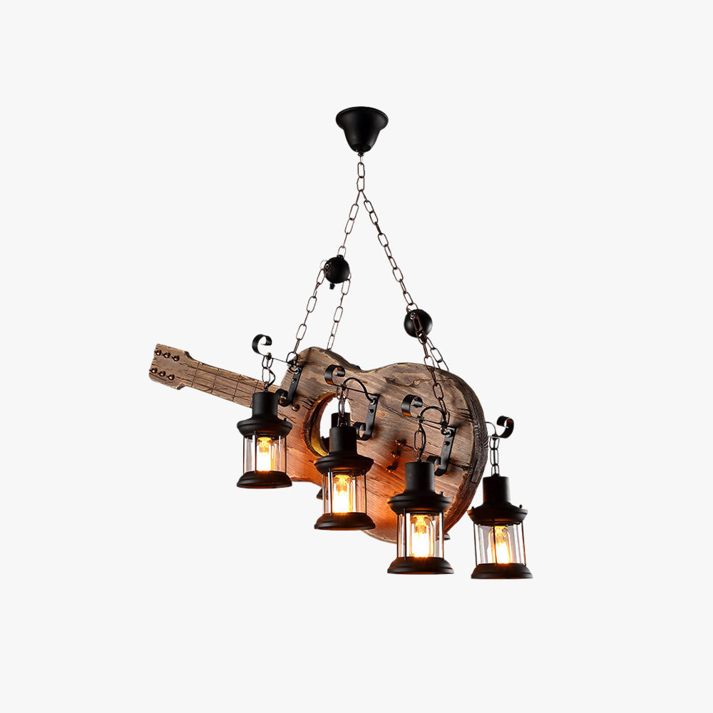 Epoch Suspension Guitare Industrielle, Metal/Bois, Noir/Bois, Chambre