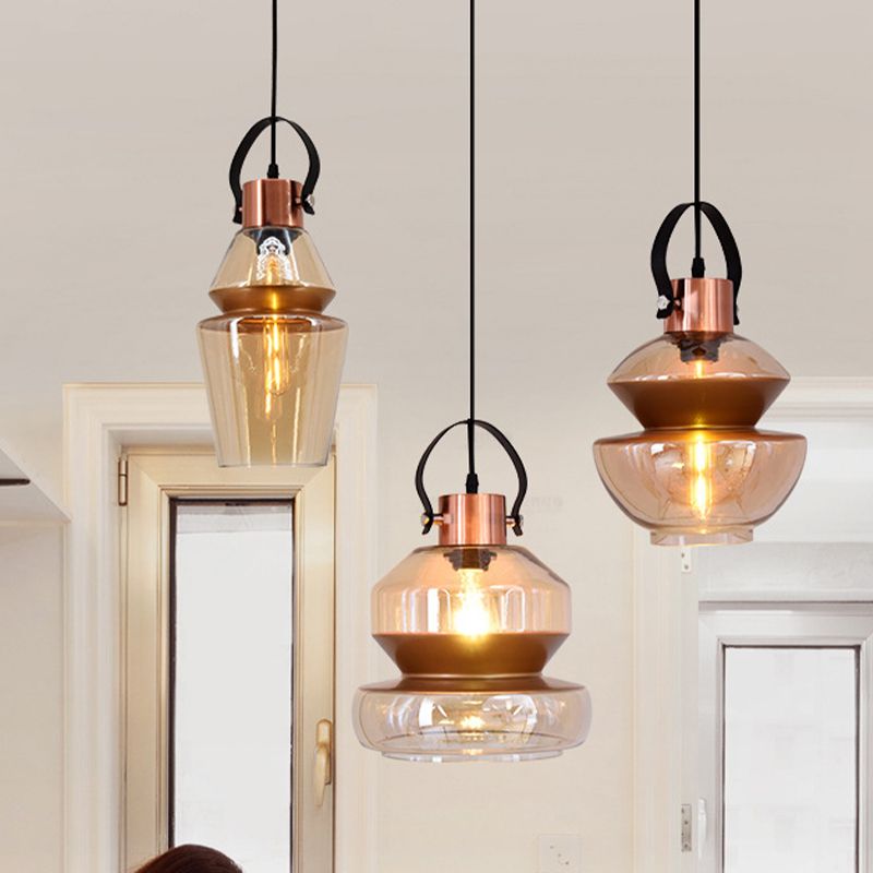 Silva Moderne LED Suspension Ambre Métal Verre Salon Salle à manger