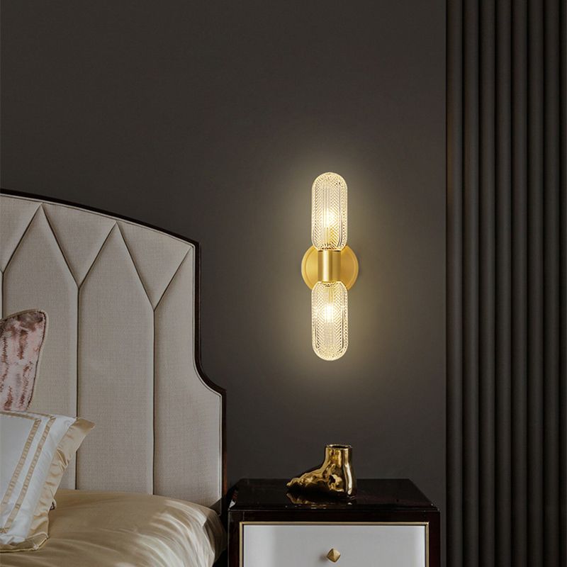 Valentina Applique Murale Luxe à Double Lumières, Métal/Verre, Or, Chambre