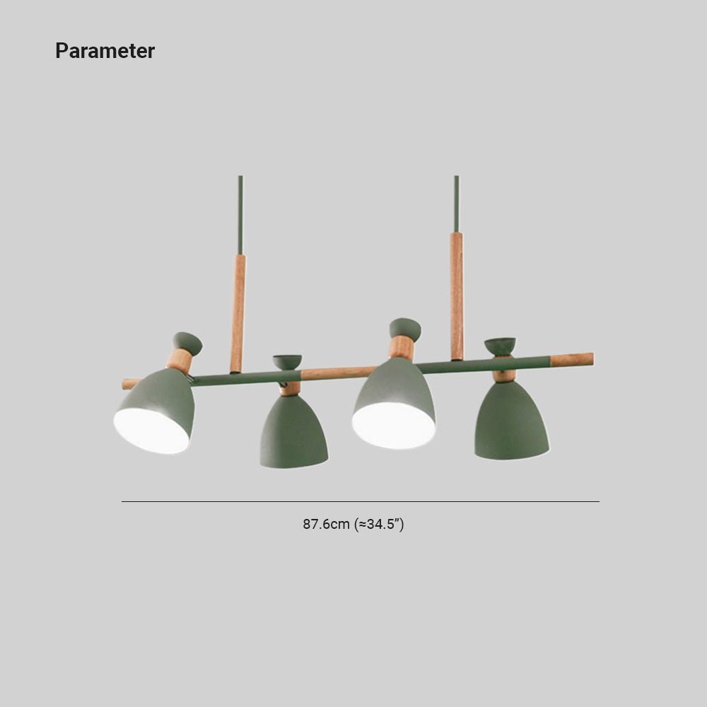 Valentina Luminaires Suspensions 4 Lampes Nordique Bois/Métal Blanc/Vert/Gris Cuisine/Salon