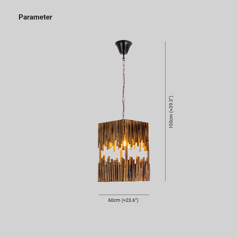 Epoch Suspension Rectangulaire Naturelle, Metal/Bois, Marron, Salon