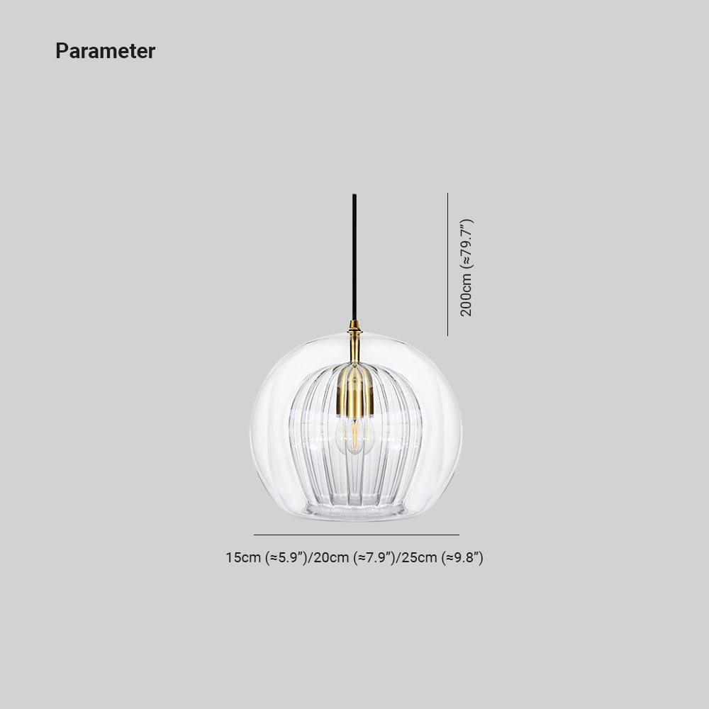 Valentina Suspension Bulle Nordique Verre Transparent/Doré Salon/Chambre