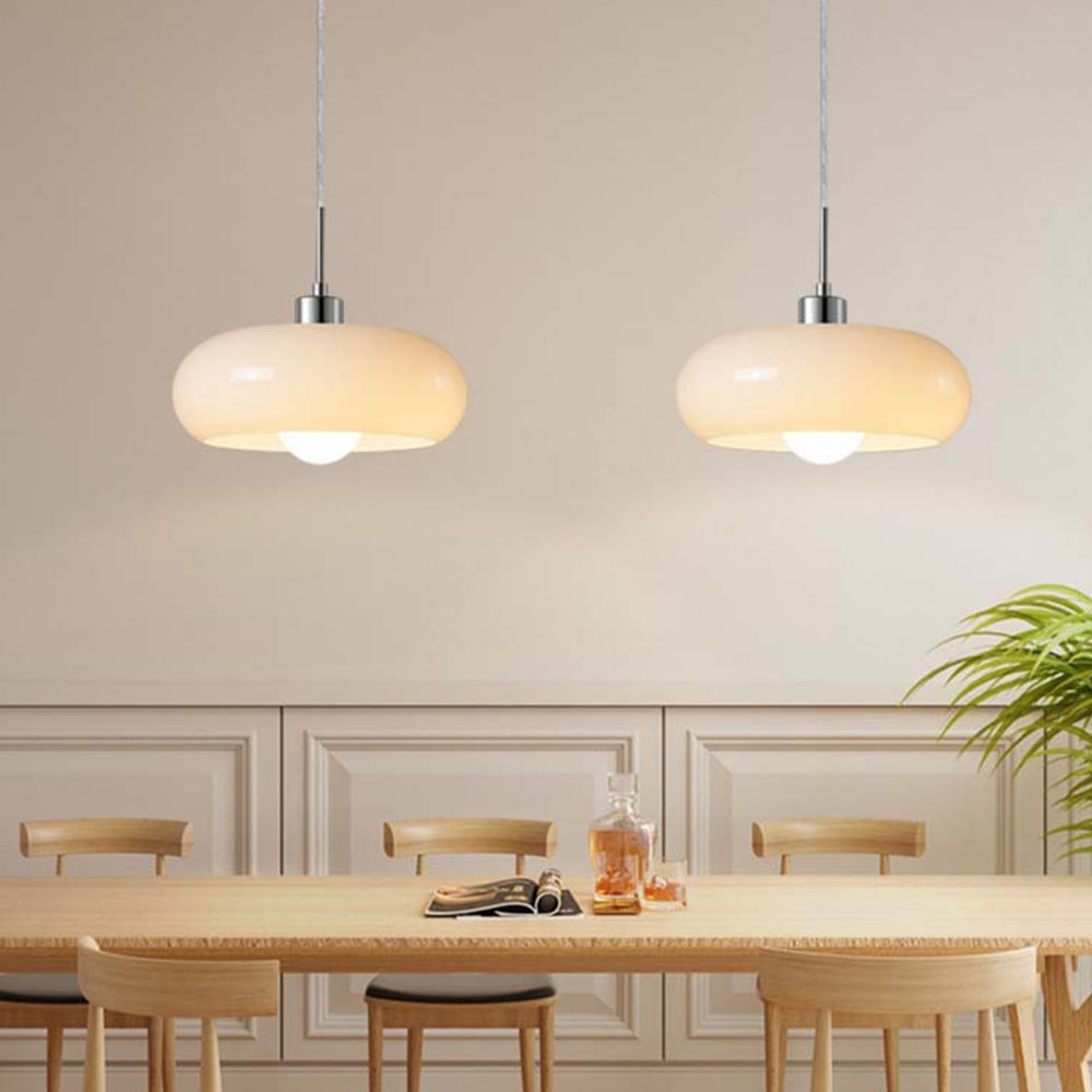 Valentina Suspension Dôme Moderne Verre, Blanc/Orange, Salle de Bain