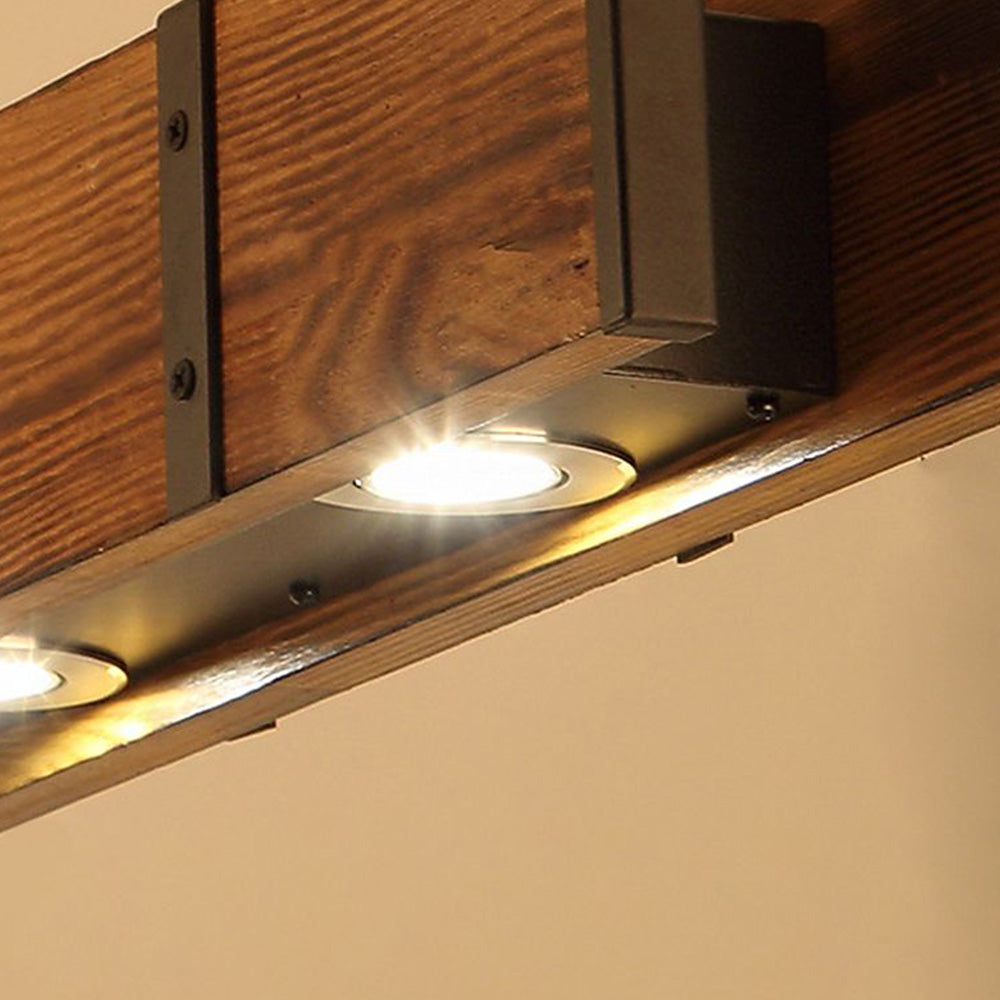 Silva Luminaires Suspensions Linéaire Vintage Industrielle Bois Marron Salon/Bar/Cuisine