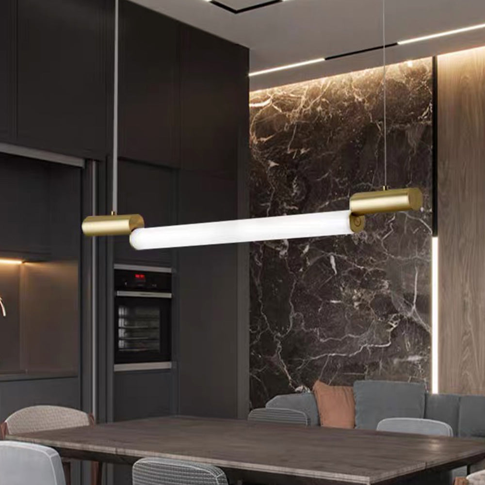Ray Suspension Linéaire Minimaliste, Aluminium/PVC, Or, Salon