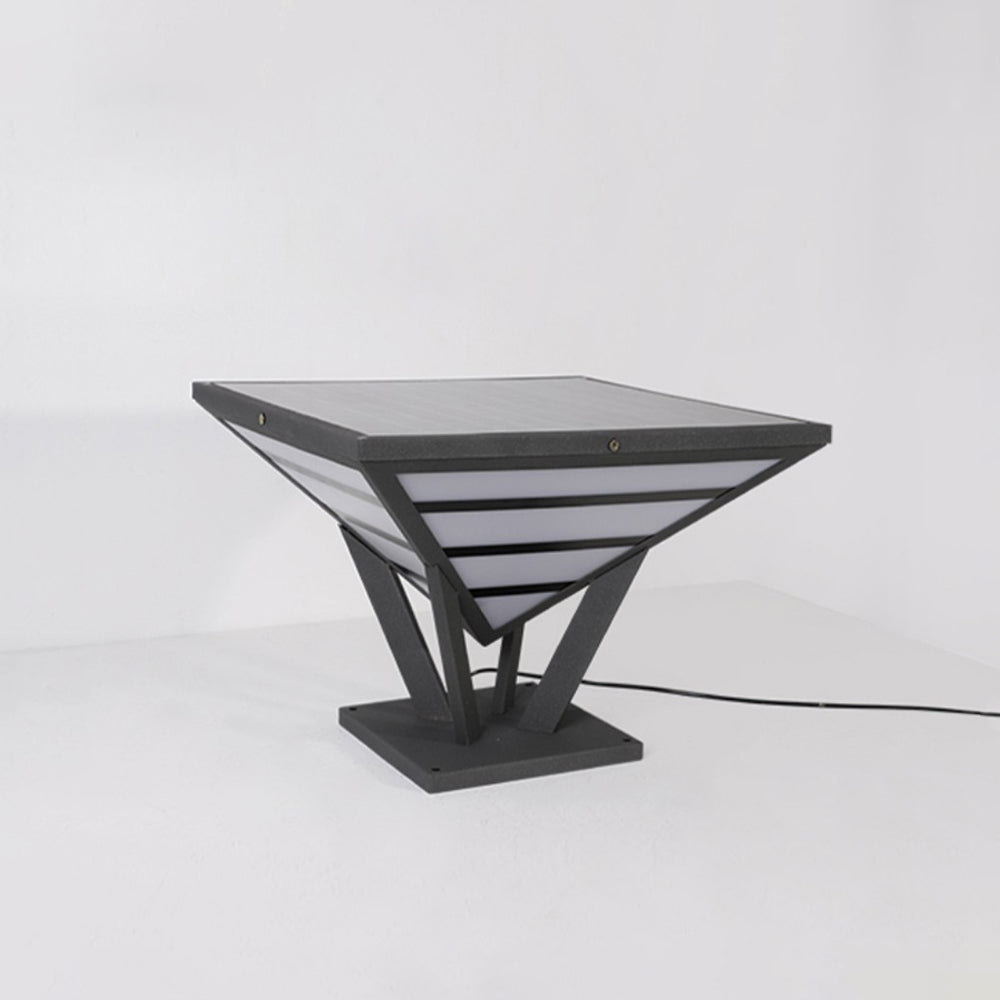 Ray Lampe de Poteau Triangle Moderne, Métal, Noir/Blanc, Jardin