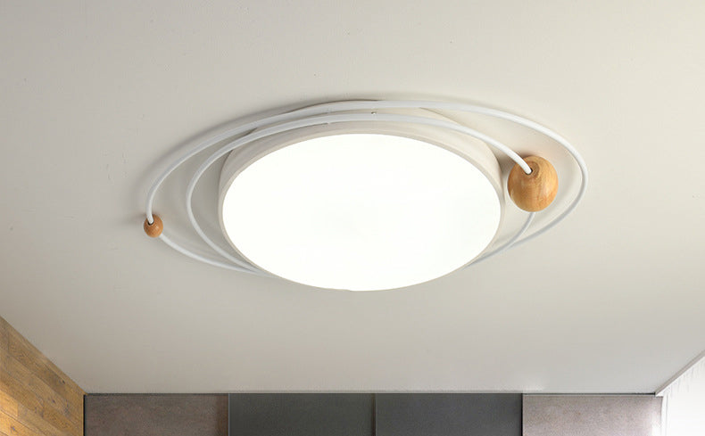 Arisha Plafonnier Rond Moderne, Metal/Bois, Blanc/Noir/Gris/Vert/Bleu, Salon