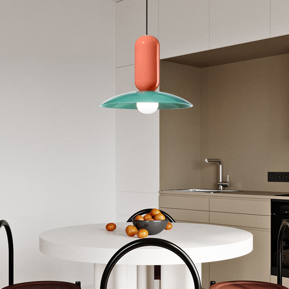 Valentina Suspension Dôme Moderne, Metal, Vert/Blanc/Orange, Salon