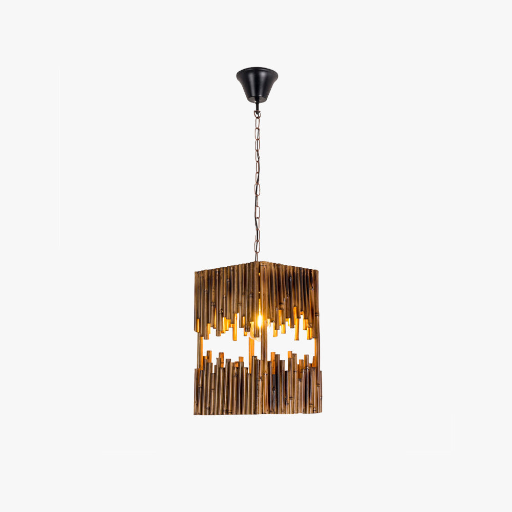 Epoch Suspension Rectangulaire Naturelle, Metal/Bois, Marron, Salon