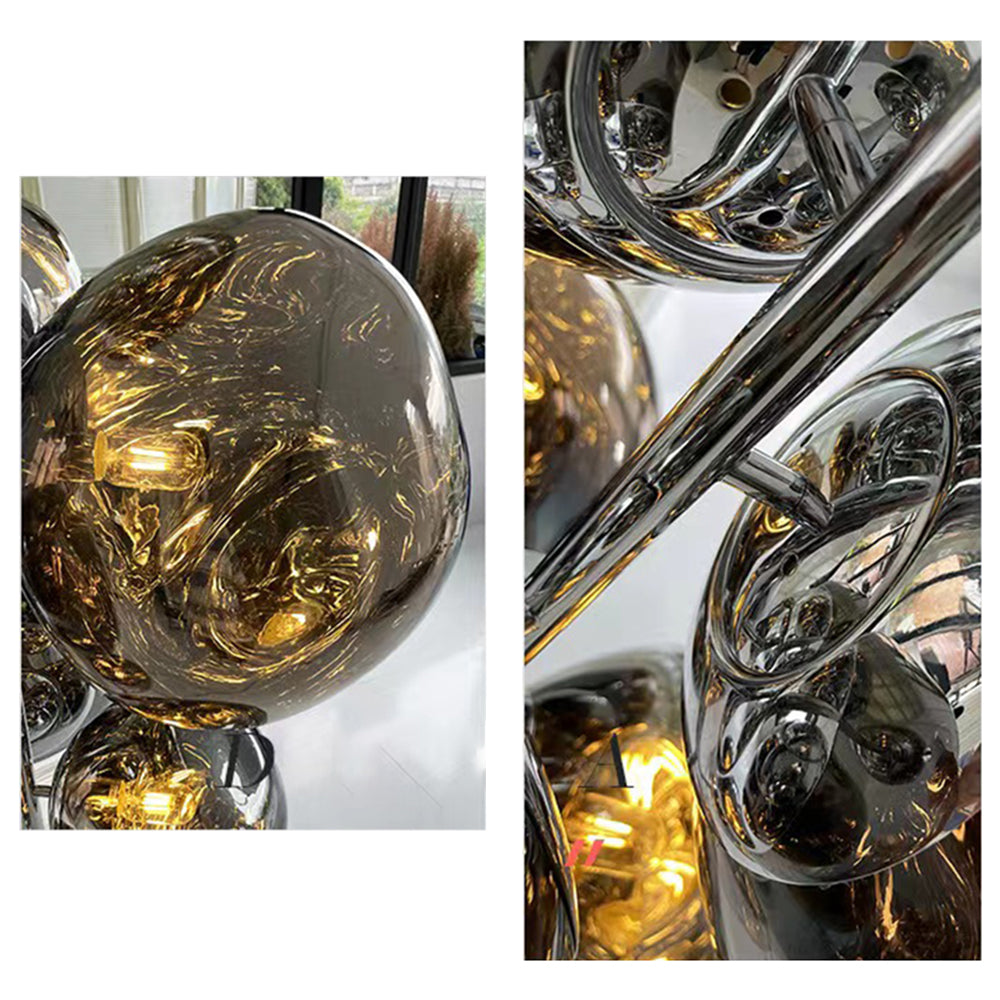 Valentina Design Lampadaire Globe Moderne Métal/Acrylique Or/Rose Dorée/Chormé/Gris Fumé Salon