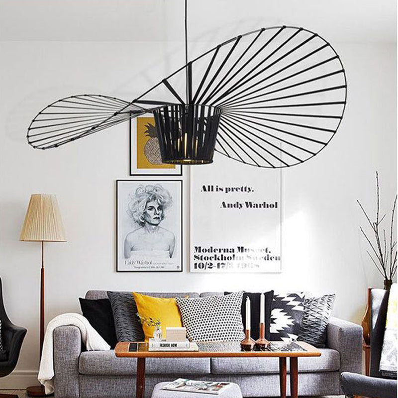 Ritta Suspension Vague Moderne, Tissu, Noir/Marron/Doré/Blanc, Salon