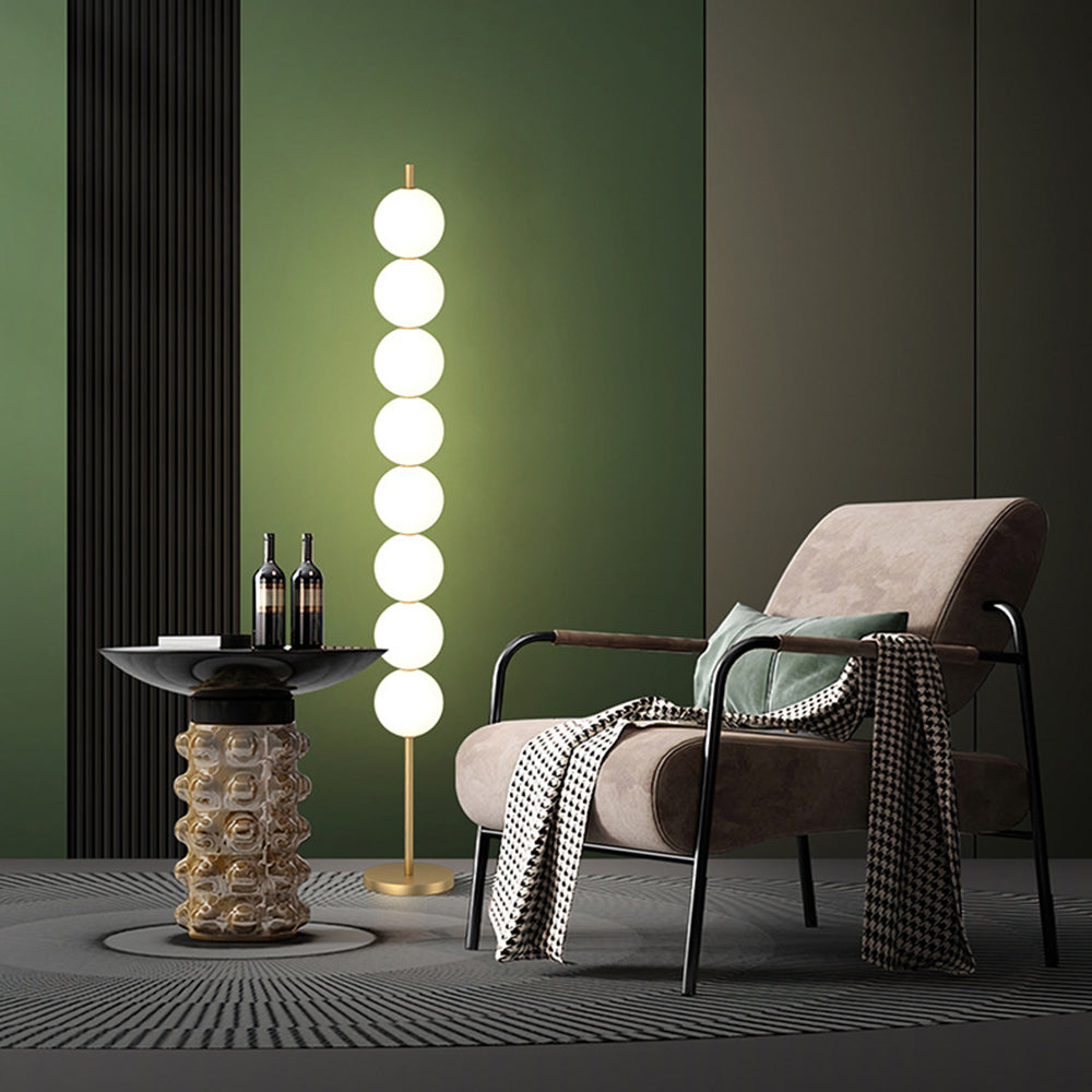 Valentina Design Lampadaire Globe Moderne Métal Laiton/Blanc Salon