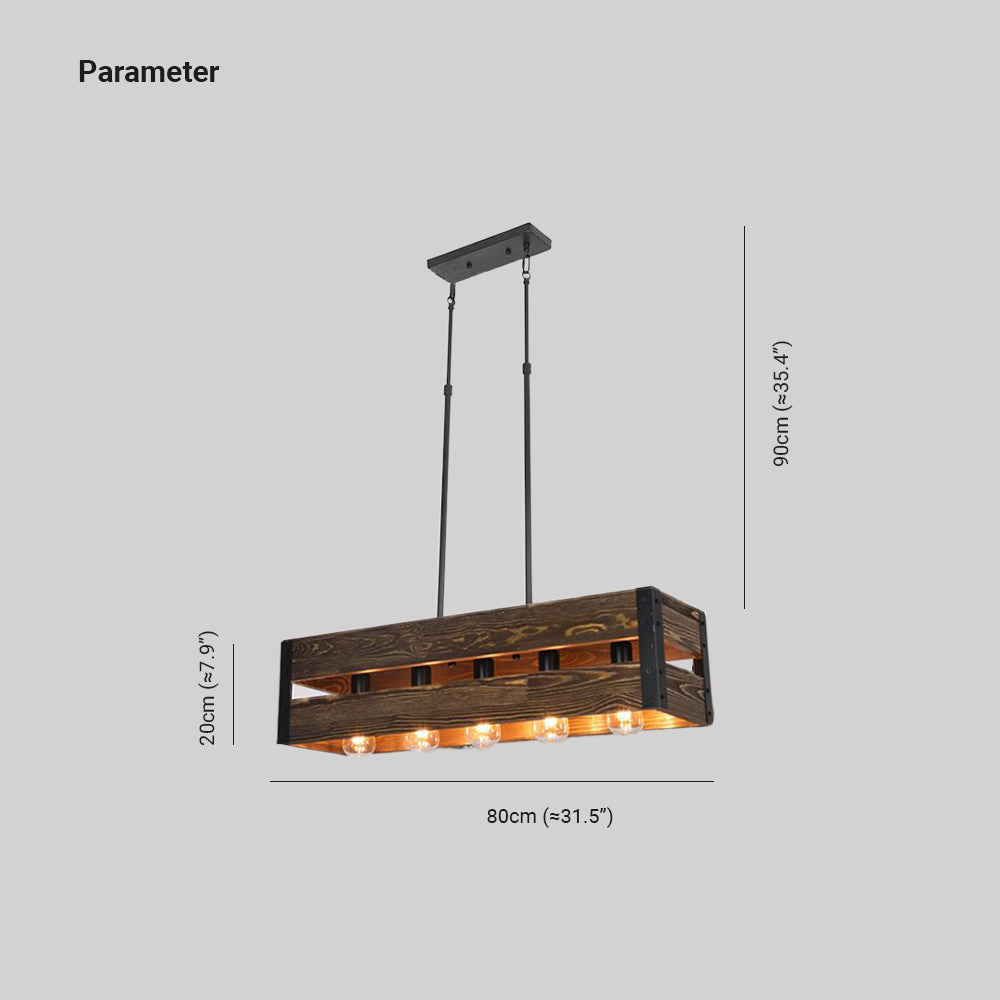 Silva Suspension Rectangulaire Rustique, Bois/Metal, Bois/Marron, Chambre