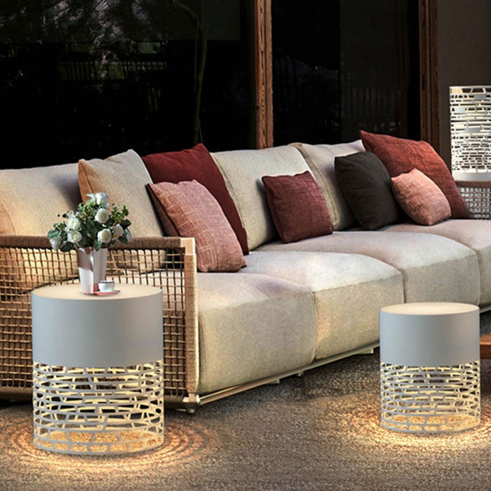 Ray Ronde LED Lampe de Table Blanc Métal/Acrylique Extérieur Jardin