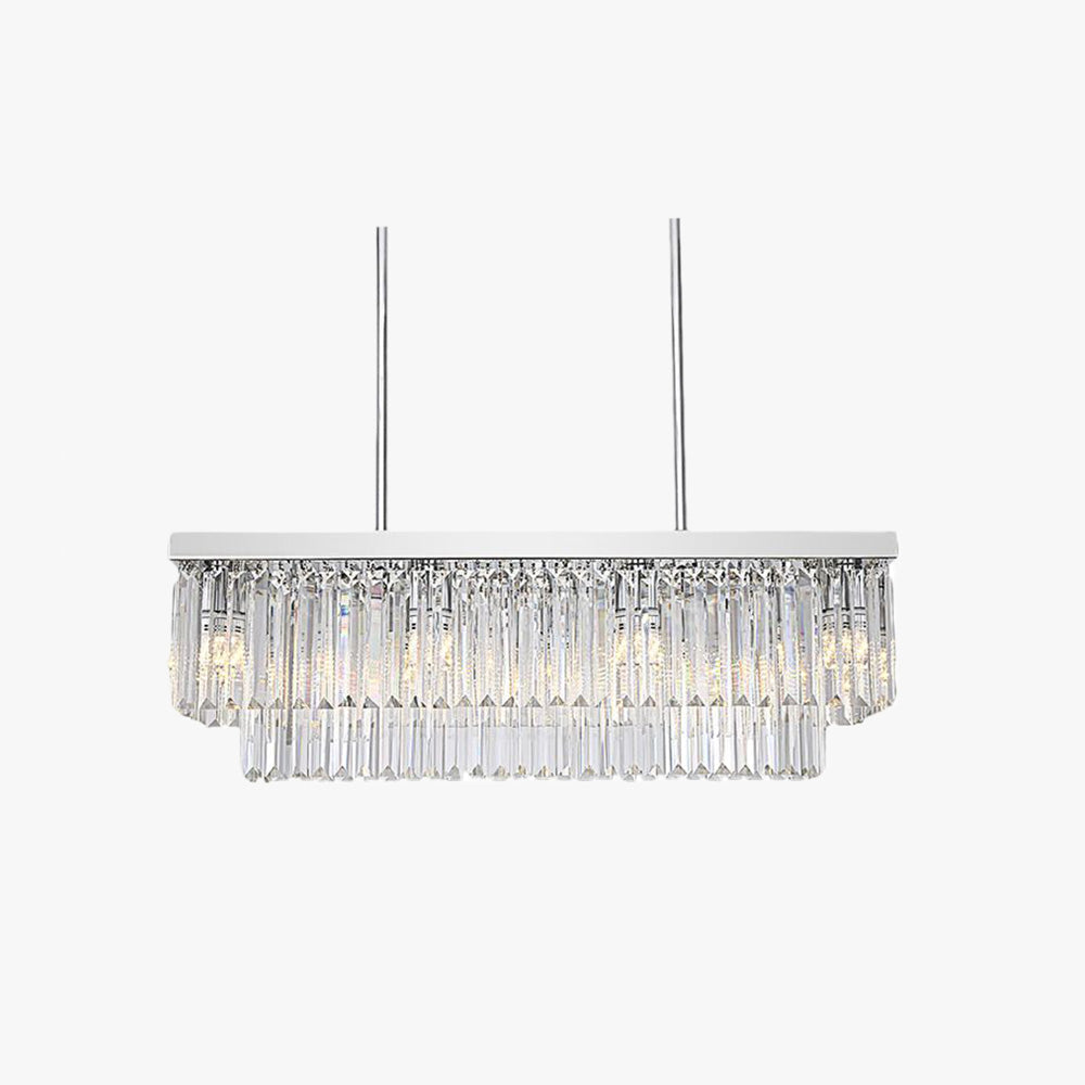 Kristy Design Luminaires Suspensions Rectangulaire Contemporain Métal/Cristal Blanc Salle à Manger/Salon