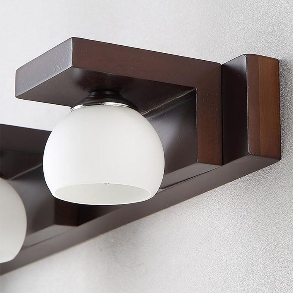 Muto Applique Murale à Miroir Intérieur Ronde Vintage LED Bois/Verre Burn Salle de Bain