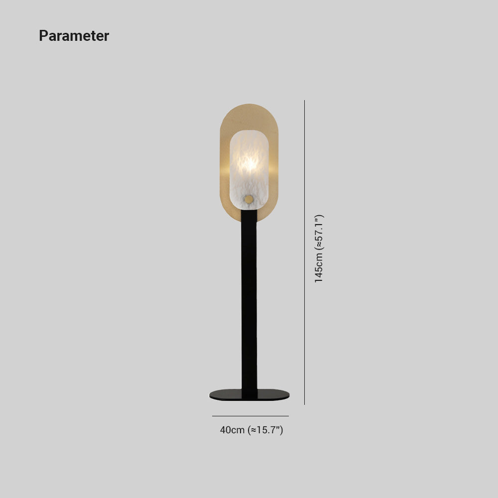 Arisha Lampadaire Ovale Nordique, Marbre/Métal, Blanc/Doré, Salon