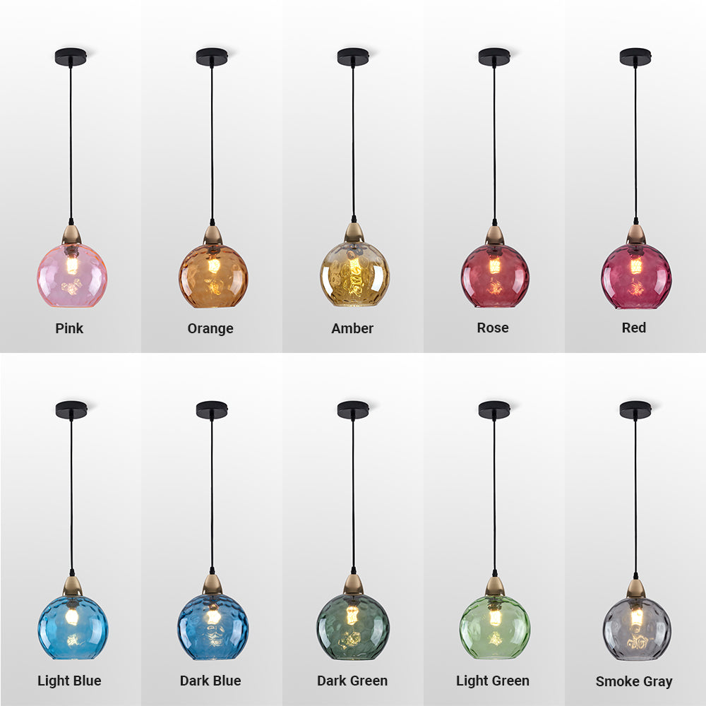 Valentina Suspension Boule Moderne Verre Rouge/Vert/Bleu Salon