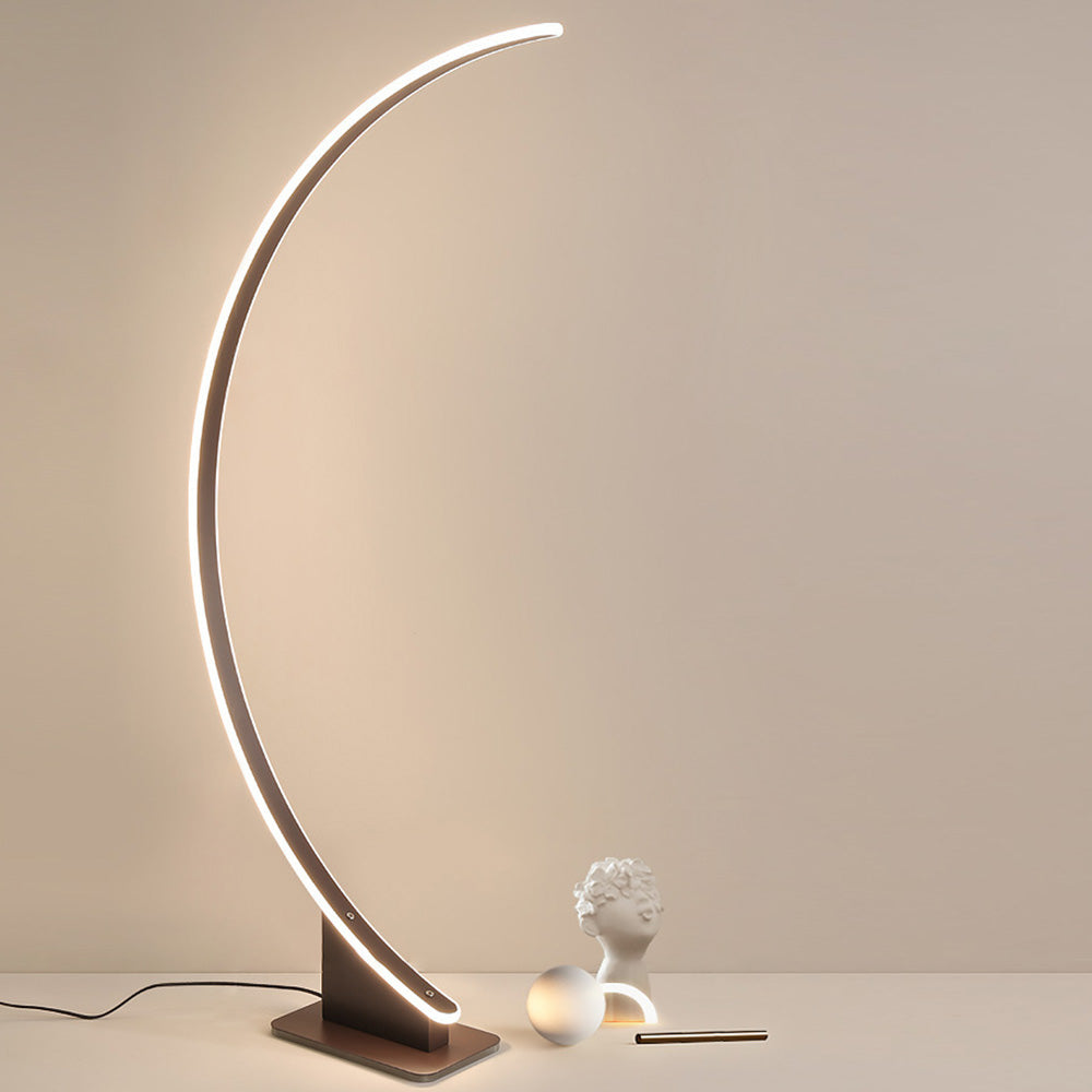 Ray Design Lampadaire Arche Simple Métal/Silicone Café/Blanc Salon/Chambre à Coucher
