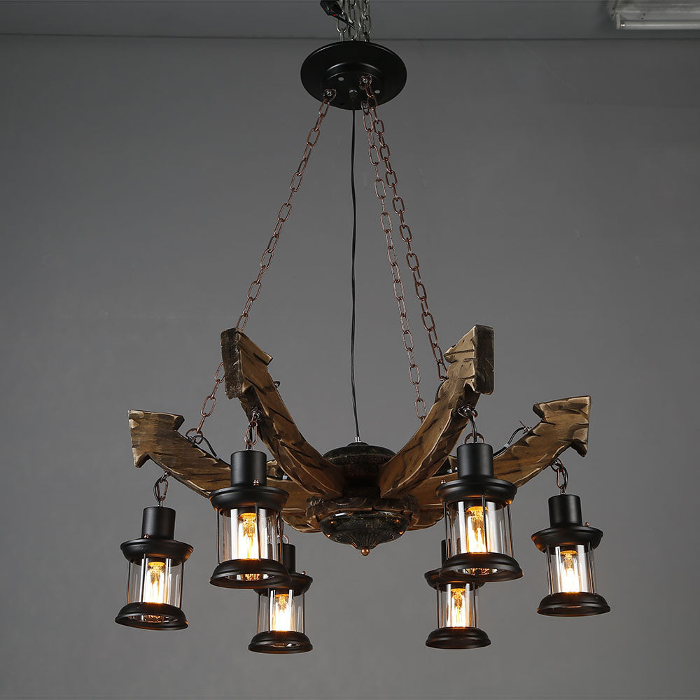 Epoch Lustre Flèche Vintage, Metal/Bois, Marron, Salon