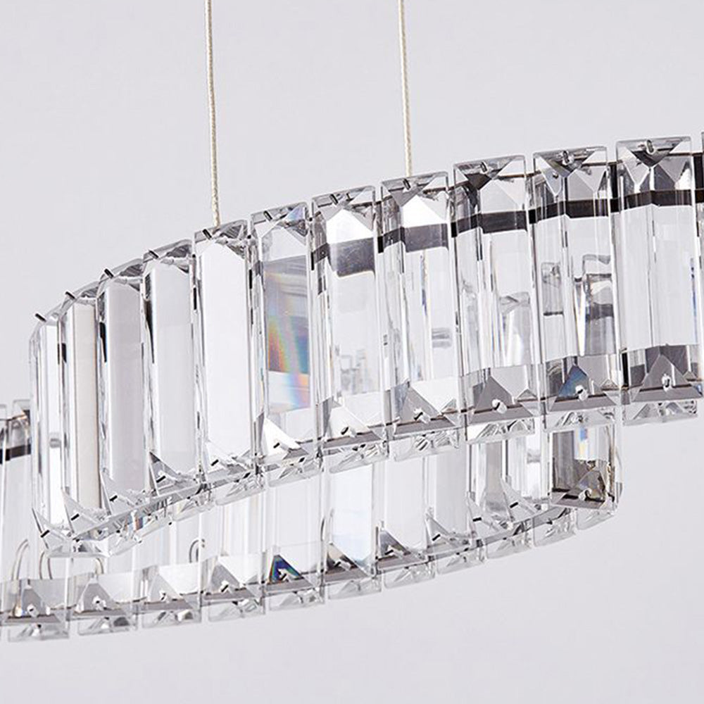 Kristy Luminaires Suspensions LED Wave Moderne Grande Cristal Métal Argent/Or Salon/Cuisine