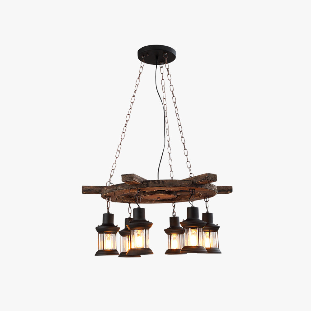 Epoch Suspension Rudder Vintage, Metal/Bois, Noir/Marron, Chambre