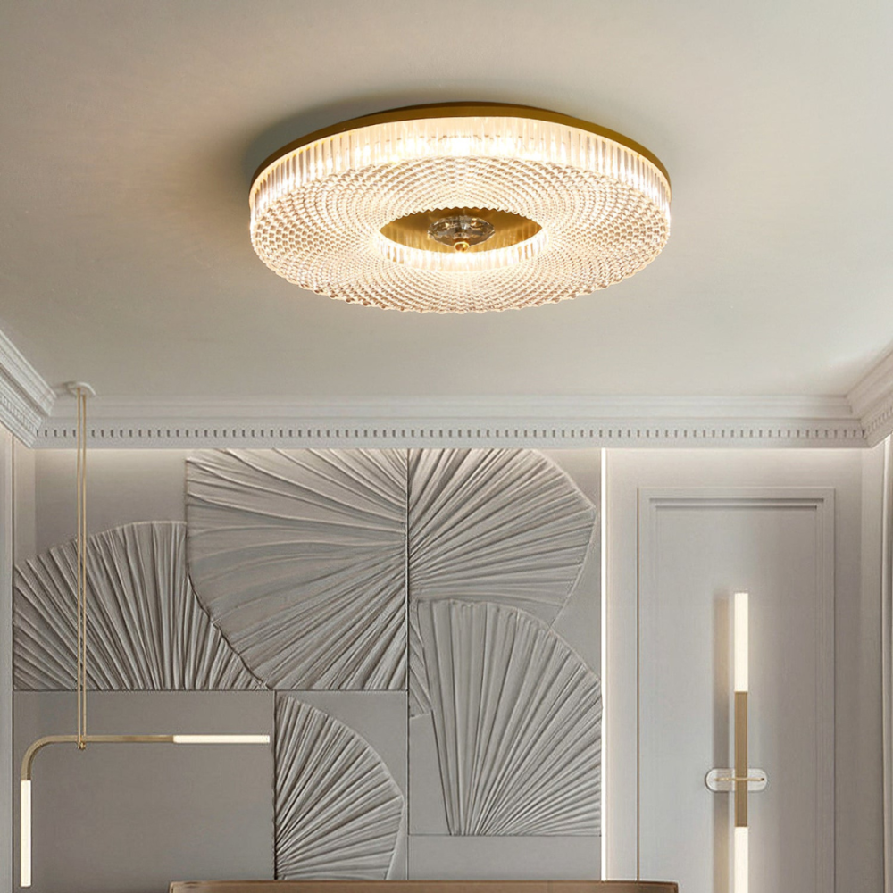 Kristy Plafonnier Moderne Rond LED Blanc/Doré/Noir Chambre à Coucher
